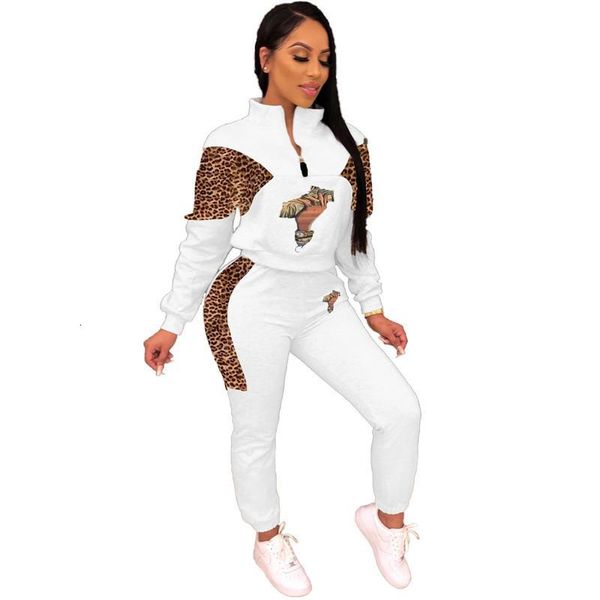 women's two piece outfits autumn spring designer leopard printed hoodie pants clothing set women 2cps, White
women's two piece outfits autumn spring designer leopard printed hoodie pants clothing set women 2cps, White