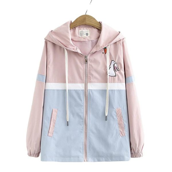 women jackets cartoon embroidery zipper coats 2021 autumn long sleeve patchwork cute sweet style hooded outerwear women's, Black;brown
women jackets cartoon embroidery zipper coats 2021 autumn long sleeve patchwork cute sweet style hooded outerwear women's, Black;brown