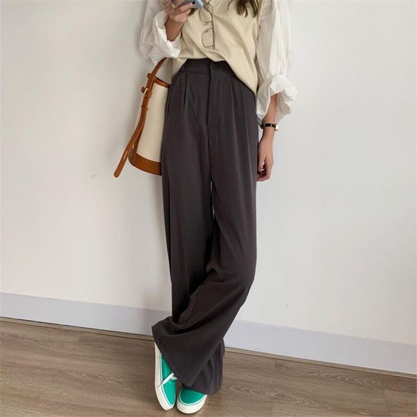 hzirip elegant work wear formal casual straight high waist wide leg pants women bottoms 2021 ol solid fashion suit trousers women's & c, Black;white
hzirip elegant work wear formal casual straight high waist wide leg pants women bottoms 2021 ol solid fashion suit trousers women's & c, Black;white