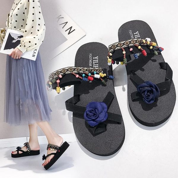 summer beach women's sandals handmade flowers casual flat slippers outside shoes zapatillas mujer, Black
summer beach women's sandals handmade flowers casual flat slippers outside shoes zapatillas mujer, Black
