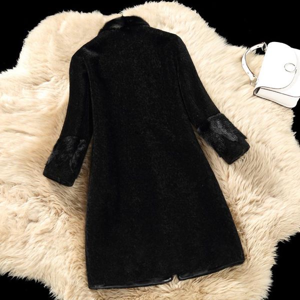 women's fur & faux real wool coat female winter warm jackets for women sheep shearling coats patchwork natural mink jacket x-16, Black
women's fur & faux real wool coat female winter warm jackets for women sheep shearling coats patchwork natural mink jacket x-16, Black