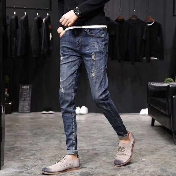 new casual european american style jeans luxury denim trousers slim straight deep blue slim fit straight high stretch feet skin x0621
new casual european american style jeans luxury denim trousers slim straight deep blue slim fit straight high stretch feet skin x0621