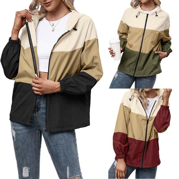 women's trench coats hooded patchwork color coat women zipper pockets winter clothes waterproof sports windbreaker jacket long sleeves, Tan;black
women's trench coats hooded patchwork color coat women zipper pockets winter clothes waterproof sports windbreaker jacket long sleeves, Tan;black