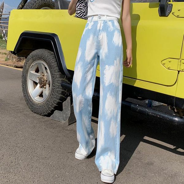 women's jeans 2021 high street waist straight chic tie-dyed femme loose vintage wide leg denim pants, Blue
women's jeans 2021 high street waist straight chic tie-dyed femme loose vintage wide leg denim pants, Blue