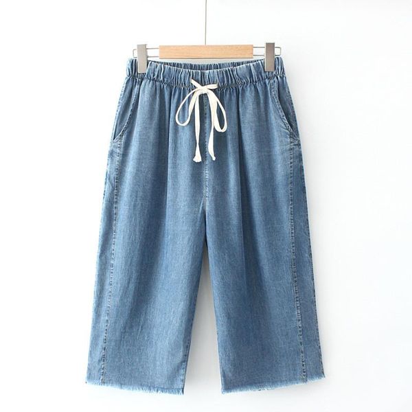 plus size pants jeans for women elastic waist looser denim extra large knee-length trousers under 220 pounds fatlady wear summer, Black 
plus size pants jeans for women elastic waist looser denim extra large knee-length trousers under 220 pounds fatlady wear summer, Black