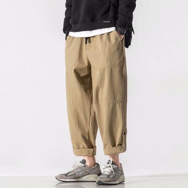 men's pants wide japanese men harajuku streetwear 100% cotton harem gray khaki solid color casual trousers, Black
men's pants wide japanese men harajuku streetwear 100% cotton harem gray khaki solid color casual trousers, Black