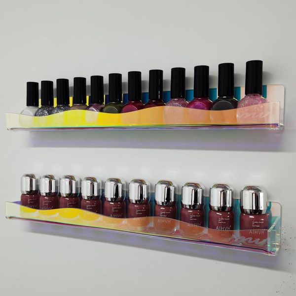 hooks & rails 15" nail polish rack wall mounted shelf 6 pack,clear holographic acrylic makeup organizer shelf,storage record
hooks & rails 15" nail polish rack wall mounted shelf 6 pack,clear holographic acrylic makeup organizer shelf,storage record