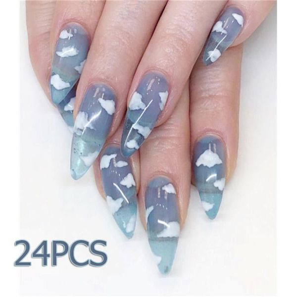 24pcs stiletto shape full cover white cloud pattern false nail tips with glue natural fashion beauty women manicure tool nails, Red;gold
24pcs stiletto shape full cover white cloud pattern false nail tips with glue natural fashion beauty women manicure tool nails, Red;gold