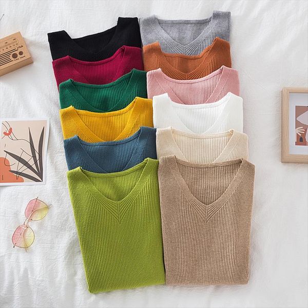 autumn winter v neck womens sweaters women slim solid wild knit long sleeved pullovers knitted, White;black
autumn winter v neck womens sweaters women slim solid wild knit long sleeved pullovers knitted, White;black