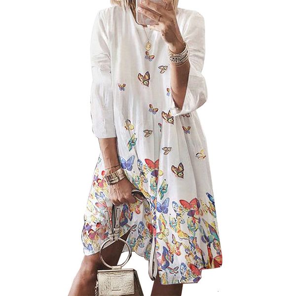 vintage women multicolor butterfly printed knee-length fashion o-neck three quarter sleeve loose flax es for holiday, White;black
vintage women multicolor butterfly printed knee-length fashion o-neck three quarter sleeve loose flax es for holiday, White;black