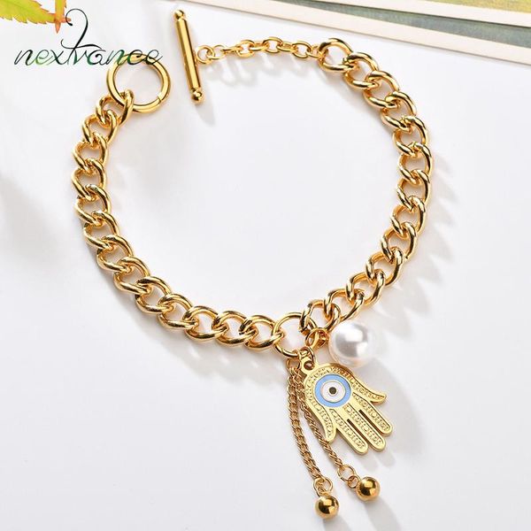 link, chain nextvance simulated pearl tassel bracelet evil eye hand of fatima bracelets for girlfriend gift solid stainless steel jewelry, Black
link, chain nextvance simulated pearl tassel bracelet evil eye hand of fatima bracelets for girlfriend gift solid stainless steel jewelry, Black