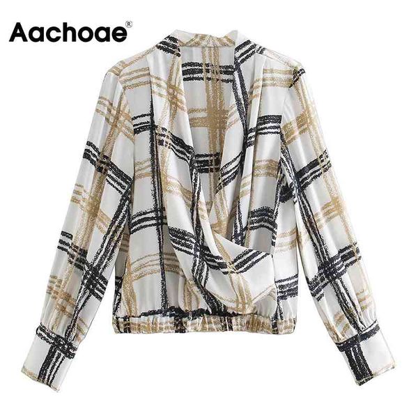 women deep v neck plaid blouses vintage long sleeve casual shirt female elastic hem loose tunic blusas mujer 210413, White
women deep v neck plaid blouses vintage long sleeve casual shirt female elastic hem loose tunic blusas mujer 210413, White