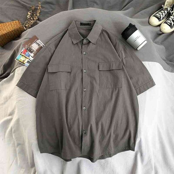 summer simple tooling short sleeve men's korean students handsome versatile casual 5-sleeve shirt fashion2021, White;black
summer simple tooling short sleeve men's korean students handsome versatile casual 5-sleeve shirt fashion2021, White;black