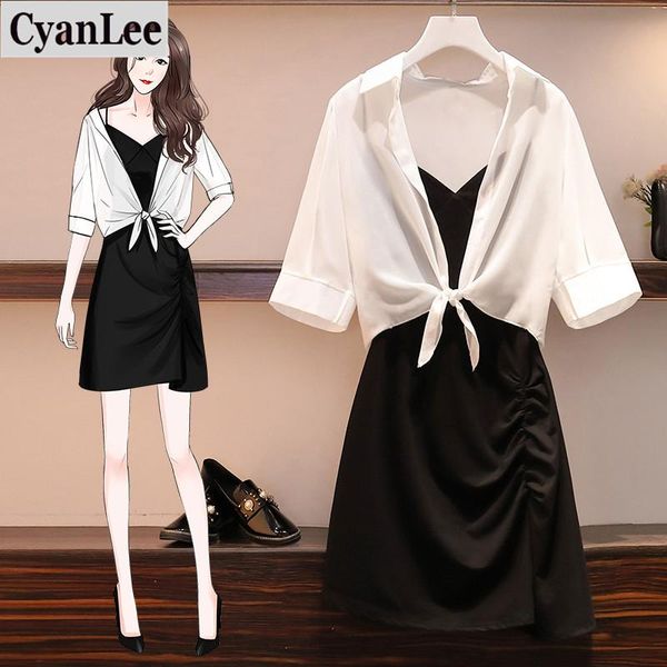 plus size women summer short sleeve chiffon solid cardigan and sleeveless side pleated dress office ladies two piece set, White
plus size women summer short sleeve chiffon solid cardigan and sleeveless side pleated dress office ladies two piece set, White
