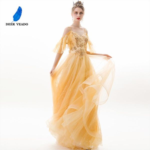 party dresses deerveado a line tulle evening dress appliques open back long formal gown ys460, White;black
party dresses deerveado a line tulle evening dress appliques open back long formal gown ys460, White;black
