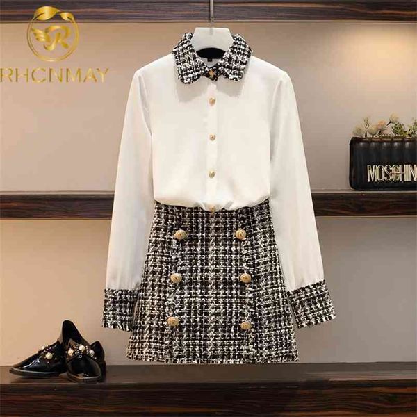 spring elegant women 2 piece set tweed tassels chiffon shirt + double-breasted woolen pencil mini skirt suit l-4xl 210506, White
spring elegant women 2 piece set tweed tassels chiffon shirt + double-breasted woolen pencil mini skirt suit l-4xl 210506, White