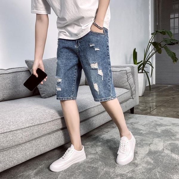 men's jeans summer denim shorts hole beggar loose straight pants korean trend ins wild five-point casual short, Blue
men's jeans summer denim shorts hole beggar loose straight pants korean trend ins wild five-point casual short, Blue