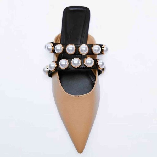 slippers big size flat shoes female woman's mules pointed toe slides gold sandals shallow flock rivet fashion cover so l3wv, Black
slippers big size flat shoes female woman's mules pointed toe slides gold sandals shallow flock rivet fashion cover so l3wv, Black