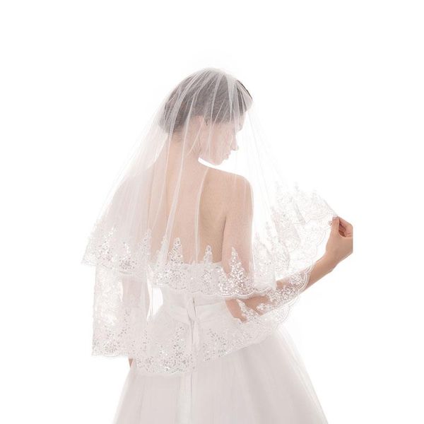 bridal veils 2021 arrival wedding accessories two layer sequin lace edge white ivory veil with comb, Black
bridal veils 2021 arrival wedding accessories two layer sequin lace edge white ivory veil with comb, Black
