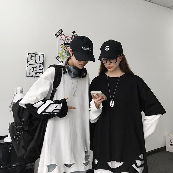 men's t-shirts harajuku hip-hop broken copper fake two pieces men long-sleeved t-shirt cotton high street oversized base couple clothes, White;black
men's t-shirts harajuku hip-hop broken copper fake two pieces men long-sleeved t-shirt cotton high street oversized base couple clothes, White;black