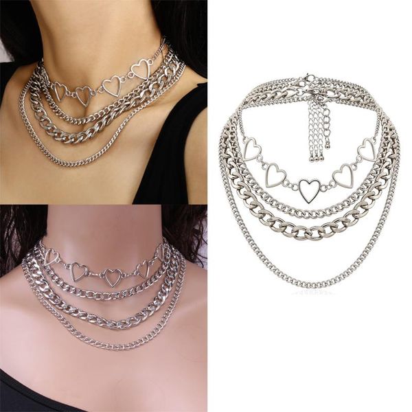 chains punk multi-layer cuban chain heart necklaces for women 2021 trend link collar choker party fashion jewelry gifts, Silver
chains punk multi-layer cuban chain heart necklaces for women 2021 trend link collar choker party fashion jewelry gifts, Silver