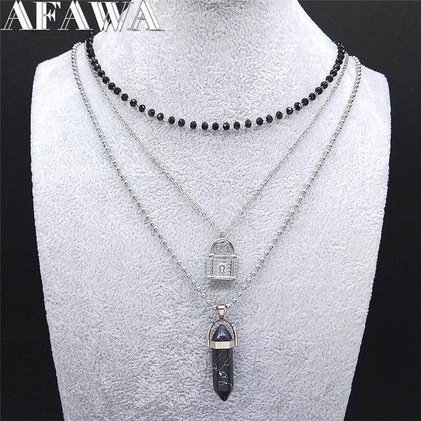 3pcs snack stainless steel black natural stone layer necklace silver color bead chain gothic jewelry bijoux femme nxs02 pendant necklaces
3pcs snack stainless steel black natural stone layer necklace silver color bead chain gothic jewelry bijoux femme nxs02 pendant necklaces