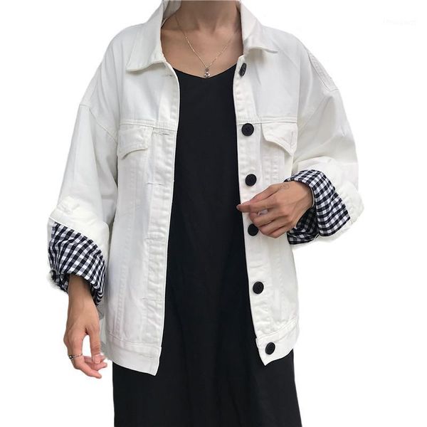 women's jackets oversize bf vintage plaid patchwork women jeans jacket with pocket 2021 spring long sleeve streetwear ladies coats deni, Black;brown
women's jackets oversize bf vintage plaid patchwork women jeans jacket with pocket 2021 spring long sleeve streetwear ladies coats deni, Black;brown