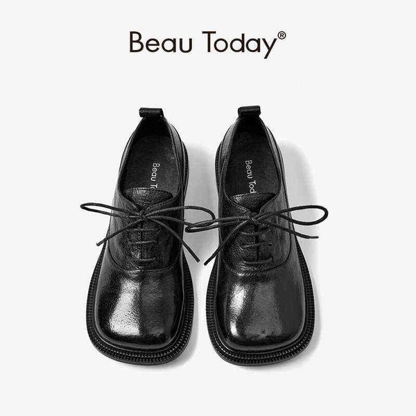women's oxford leather shoes deformed square toe lace up flat bottom handmade 2 9, Black
women's oxford leather shoes deformed square toe lace up flat bottom handmade 2 9, Black