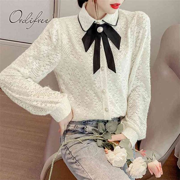 summer sweet women white lace blouse shirt elegant long sleeve hollow single breasted bow party fashion 210513, Black
summer sweet women white lace blouse shirt elegant long sleeve hollow single breasted bow party fashion 210513, Black