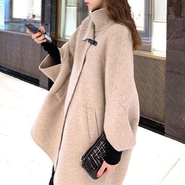 women's wool & blends 2021 woolen cape coats women solid color loose slim lapel bat sleeve long autumn winter warm wear korean female e, Black
women's wool & blends 2021 woolen cape coats women solid color loose slim lapel bat sleeve long autumn winter warm wear korean female e, Black