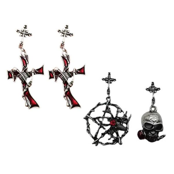 pair women gothic earrings punk style cross pattern metal red rhinestone ear pendant drop dangle jewelry gifts stud, Golden;silver
pair women gothic earrings punk style cross pattern metal red rhinestone ear pendant drop dangle jewelry gifts stud, Golden;silver