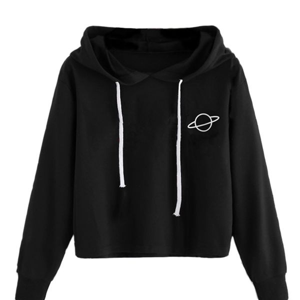 women's printed hooded sweater, Black
women's printed hooded sweater, Black