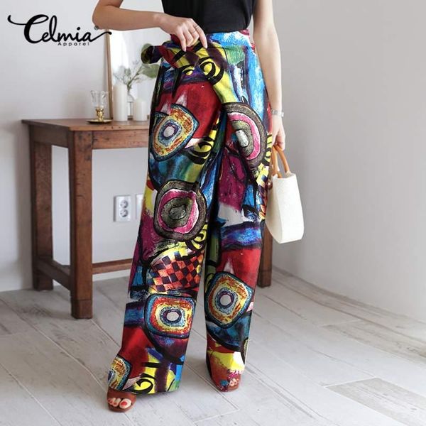 celmia fashion wide leg pants women autumn irrgular high waist printed long trousers casual loose cotton bandage pantalon femme women's, Black;white
celmia fashion wide leg pants women autumn irrgular high waist printed long trousers casual loose cotton bandage pantalon femme women's, Black;white