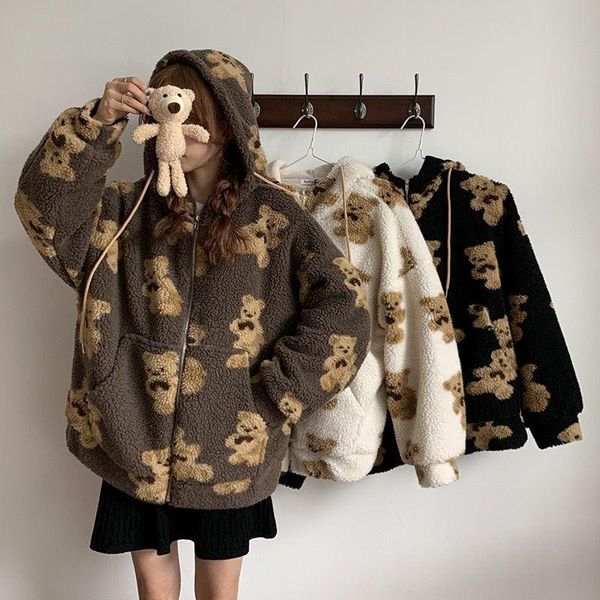 women's wool & blends joinyouth cartoon bear lamb hooded jacket casual oversized winter clothes woman jackets cute korean coats, Black
women's wool & blends joinyouth cartoon bear lamb hooded jacket casual oversized winter clothes woman jackets cute korean coats, Black