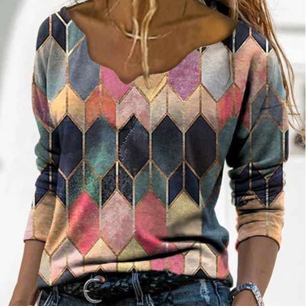 women's t-shirt plus size fashion autumn office lady y2k clothes spring purple women geometric print v-neck long sleeve tee shirt, White
women's t-shirt plus size fashion autumn office lady y2k clothes spring purple women geometric print v-neck long sleeve tee shirt, White