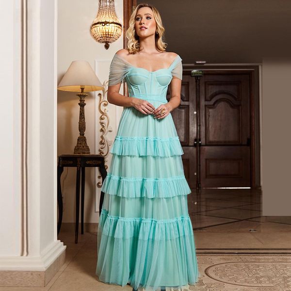 women special occasion prom dresses off shoulder zipper back cocktail party evening gowns tiered tulle long maid of honor vestidos, Black
women special occasion prom dresses off shoulder zipper back cocktail party evening gowns tiered tulle long maid of honor vestidos, Black