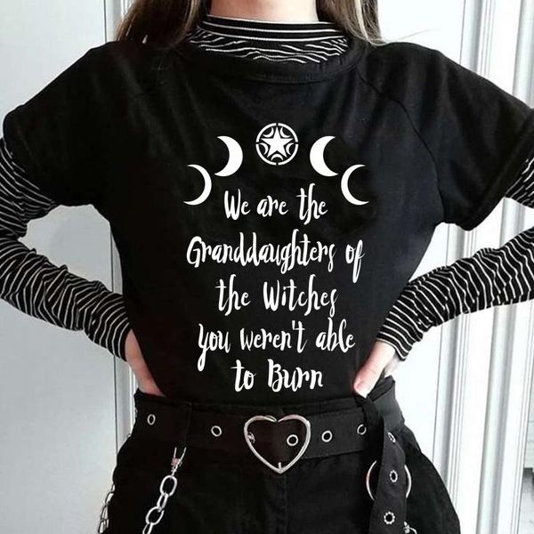 women's t-shirt we are the granddaughters of witches women gothic witchcraft black grunge moon shirt summer fashion graphic tees, White
women's t-shirt we are the granddaughters of witches women gothic witchcraft black grunge moon shirt summer fashion graphic tees, White