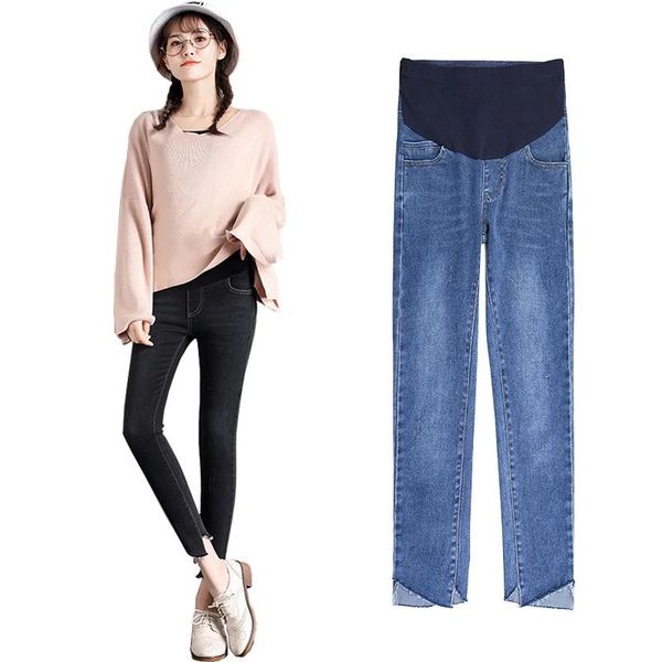 maternity bottoms irregular bottom leg belly support pregnancy clothes women's pants ankle length jeans 2119, White
maternity bottoms irregular bottom leg belly support pregnancy clothes women's pants ankle length jeans 2119, White