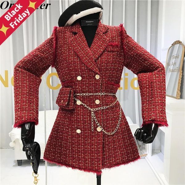 gold thread plaid suit coat women notched double breasted feather tassel trim slim tweed jacket with belt bag women's wool & blends, Black
gold thread plaid suit coat women notched double breasted feather tassel trim slim tweed jacket with belt bag women's wool & blends, Black