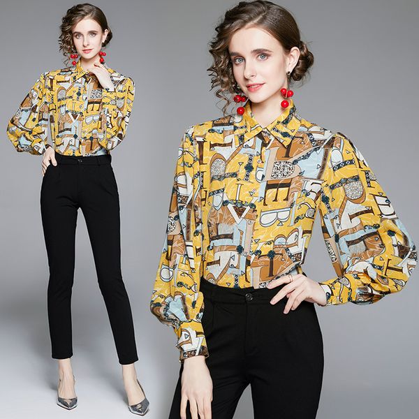 fashion puff sleeve letter print yellow shirts women 2022 runway designer elegant ladies casual office blouses button lapel neck cocktail p, White
fashion puff sleeve letter print yellow shirts women 2022 runway designer elegant ladies casual office blouses button lapel neck cocktail p, White
