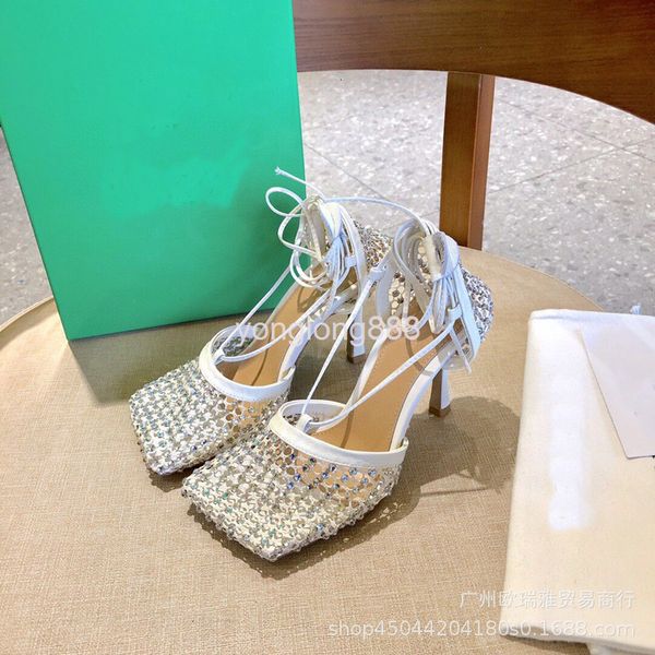 dress shoes summer woven mesh with diamond stitching cowhide ring foot strap square head hollow high-heeled sandals for women, Black
dress shoes summer woven mesh with diamond stitching cowhide ring foot strap square head hollow high-heeled sandals for women, Black