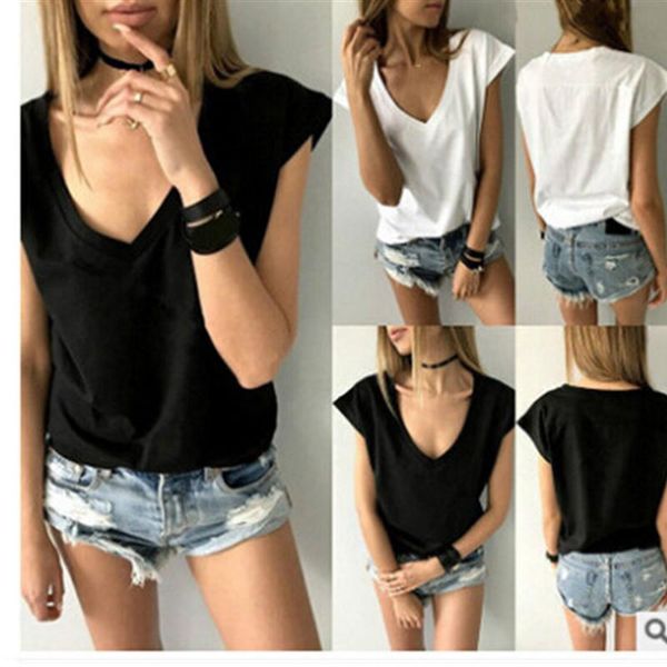 women's t-shirt leosoxs summer fashion solid t shirt 2021 casual deep v neck short sleeve all-match loose ladies basic, White
women's t-shirt leosoxs summer fashion solid t shirt 2021 casual deep v neck short sleeve all-match loose ladies basic, White