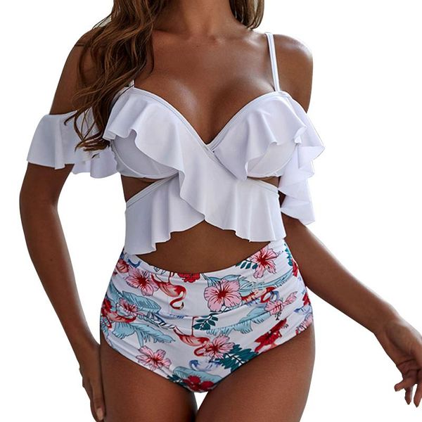 women's swimwear ruched high waist plus size bikini sets 2021 women ruffle push up off-shoulder large swimsuit cross, White;black
women's swimwear ruched high waist plus size bikini sets 2021 women ruffle push up off-shoulder large swimsuit cross, White;black