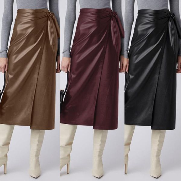 stylish women's pu leather skirts high waist split lace-up midi female solid robe button vestidos jupe plus, Black
stylish women's pu leather skirts high waist split lace-up midi female solid robe button vestidos jupe plus, Black