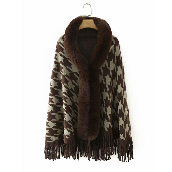 women's down & parkas women autumn winter houndstooth fur collar coat for jackets cloak tassel casual open stitch lady jacket 7o8g, Black
women's down & parkas women autumn winter houndstooth fur collar coat for jackets cloak tassel casual open stitch lady jacket 7o8g, Black