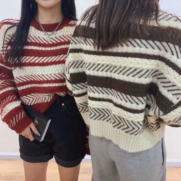 women's sweaters colorfaith 2021 autumn winter knitwear warm pullover striped korean oversize vintage elegant ladies jumpers sw1171jx, White;black
women's sweaters colorfaith 2021 autumn winter knitwear warm pullover striped korean oversize vintage elegant ladies jumpers sw1171jx, White;black