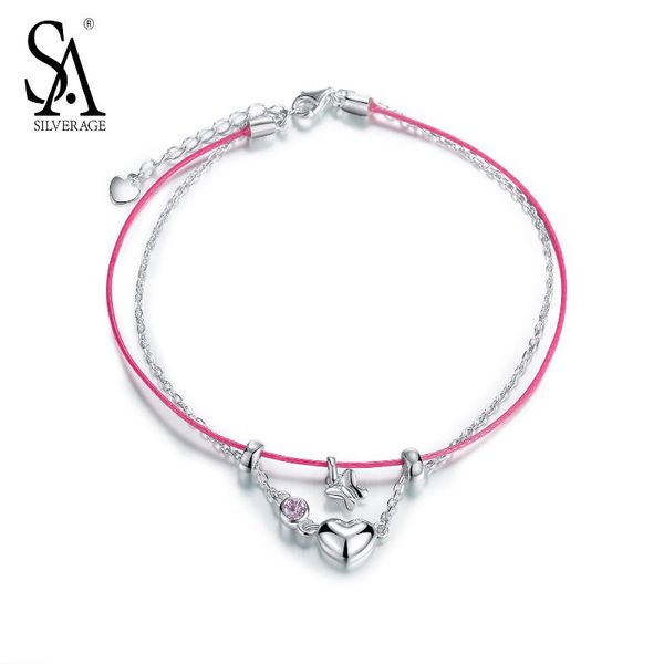 anklets sa silverage genuine 925 sterling silver fine jewelry classic double deck red rope chains hearts for women, Red;blue
anklets sa silverage genuine 925 sterling silver fine jewelry classic double deck red rope chains hearts for women, Red;blue
