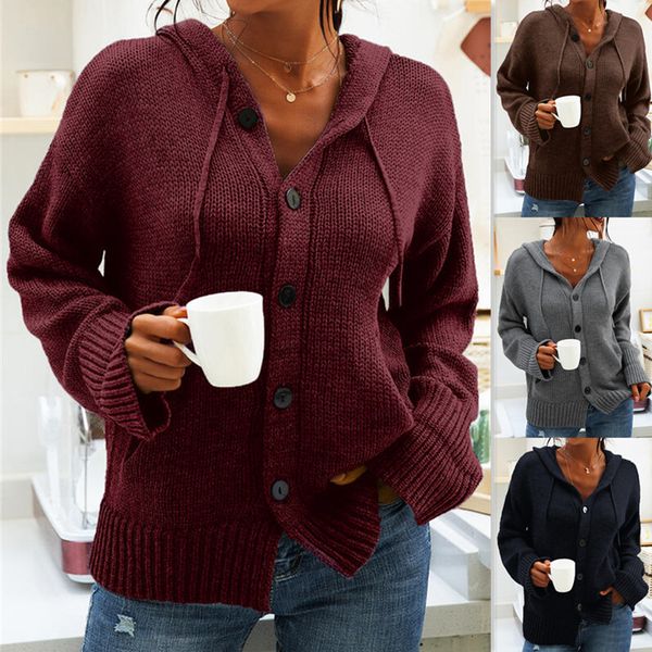 autumn and winter 2021 hooded knitted long sleeved cardigan women's sweater, White;black
autumn and winter 2021 hooded knitted long sleeved cardigan women's sweater, White;black