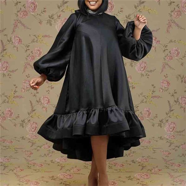 women black dress loose o neck long lantern sleeves ruffles patchwork african large plus size ladies female vestidos robes 210416, Black;gray
women black dress loose o neck long lantern sleeves ruffles patchwork african large plus size ladies female vestidos robes 210416, Black;gray