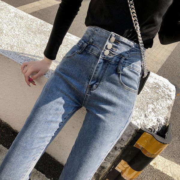 high waist fashion spring and autumn thin tight elastic black pencil leggings, Blue
high waist fashion spring and autumn thin tight elastic black pencil leggings, Blue